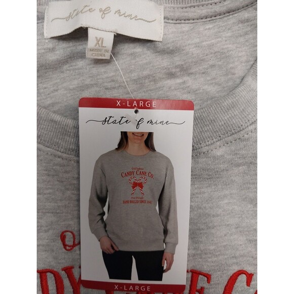 State of Mine Women's Pullover Cozy Warm Holiday Sweatshirt Sz XL Candy Cane Co - Picture 13 of 16